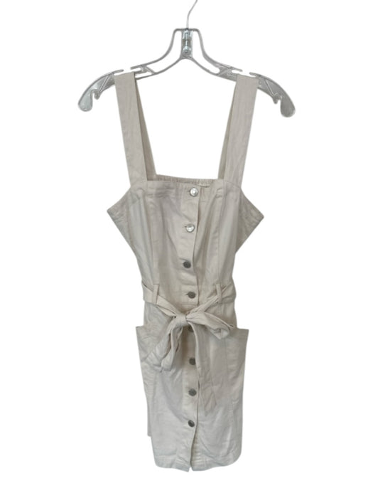 Habitual Size S Cream Cotton Blend Sleeveless Denim Buttons Belted Dress Cream / S