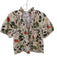 Olivia James Size S Tan & Green Cotton Short Balloon Sleeve Botanical V Neck Top Tan & Green / S