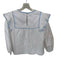 English Factory Size S White & Blue Cotton Long Balloon Sleeve Cross Stitch Top White & Blue / S