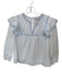 English Factory Size S White & Blue Cotton Long Balloon Sleeve Cross Stitch Top White & Blue / S