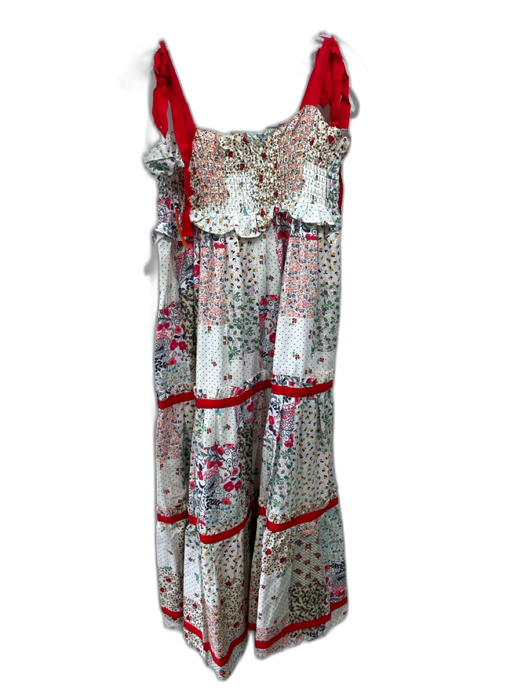 Hunter Bell Size S White, Red, Multi Cotton Ribbon Straps Smocked Bodice Dress White, Red, Multi / S