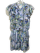 Misa Size S Blue & Multi Polyester Ruffle Cap Sleeve Floral V Neck Dress Blue & Multi / S