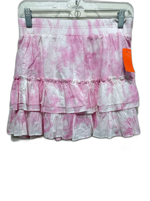 Generation Love Size S Pink & White Cotton Elastic Waist Tie Dye Tiered Skirt Pink & White / S