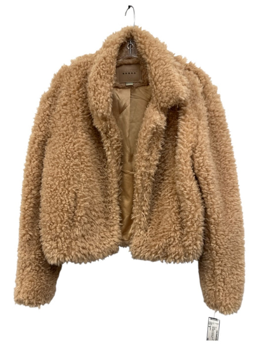 BlankNYC Size M Light Brown Polyester Faux Fur Collar Long Sleeve Jacket Light Brown / M