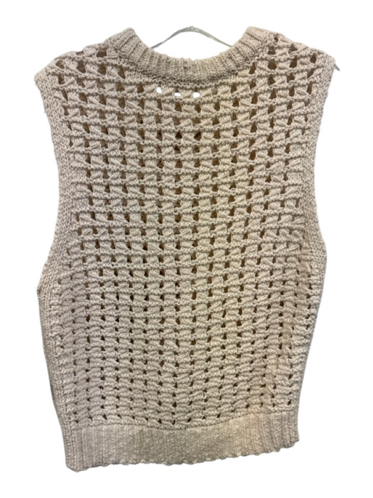 Frame Size S Cream White Cotton Sleeveless Loose Knit Sweater Vest Top Cream White / S