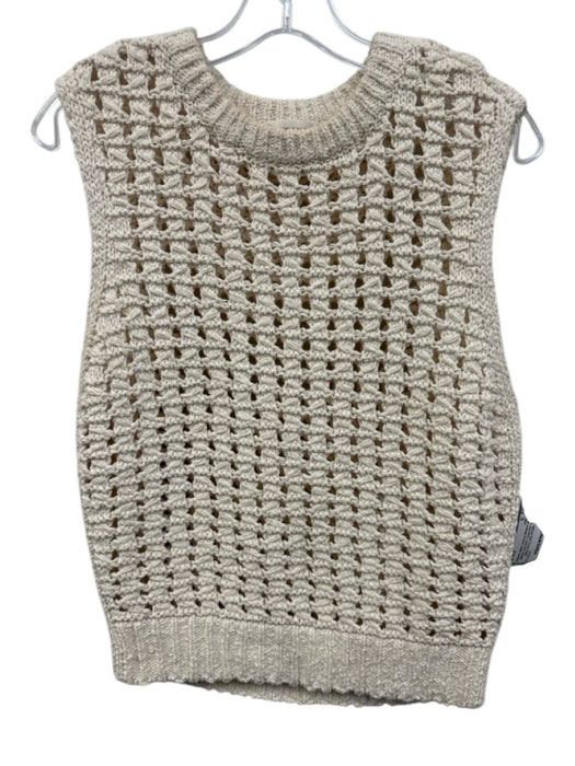 Frame Size S Cream White Cotton Sleeveless Loose Knit Sweater Vest Top Cream White / S