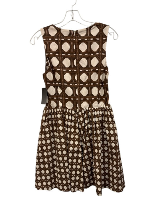 Misa Size S Brown & Cream Cotton & Spandex Sleeveless Bamboo Print V Neck Dress Brown & Cream / S