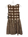 Misa Size S Brown & Cream Cotton & Spandex Sleeveless Bamboo Print V Neck Dress Brown & Cream / S