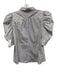 Frame Size M White & Black Organic Cotton Short Puff Sleeve Stripe Buttons Top White & Black / M