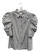 Frame Size M White & Black Organic Cotton Short Puff Sleeve Stripe Buttons Top White & Black / M