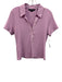 Veronica Beard Size M Purple Pink Cotton Short Sleeve Rib Knit 1/4 Button Top Purple Pink / M