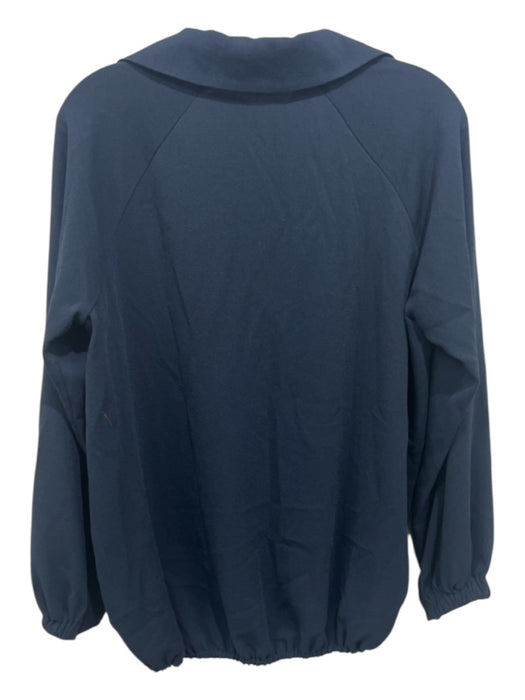 Tibi Size XS Navy Blue Triacetate Blend Elastic Waist Collared Top Navy Blue / XS