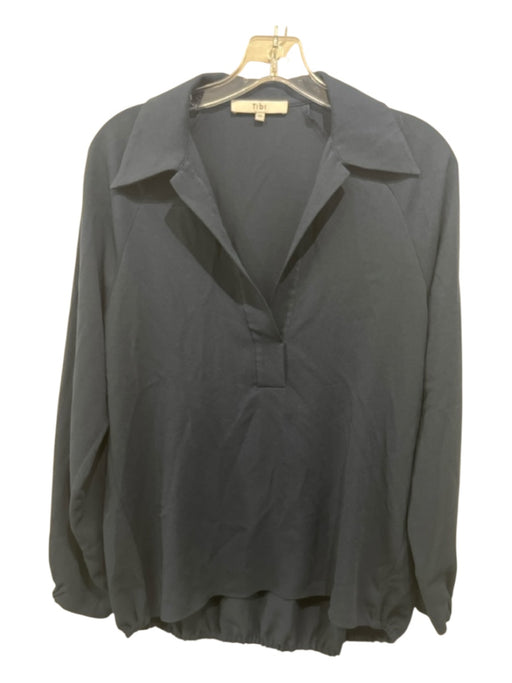 Tibi Size XS Navy Blue Triacetate Blend Elastic Waist Collared Top Navy Blue / XS