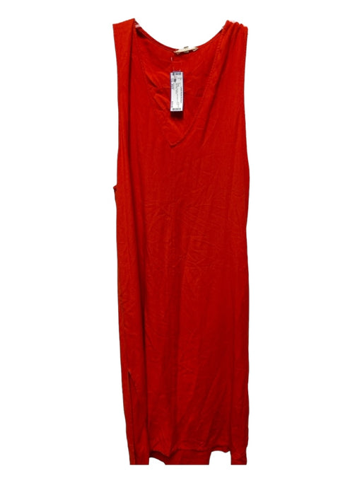 All Golden Size XS/S Tomato Viscose Sleeveless V Neck Slits Maxi Dress Tomato / XS/S