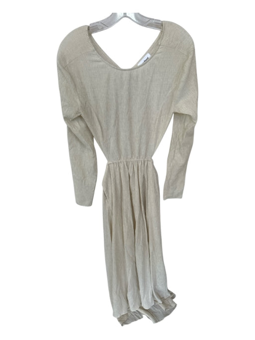 Soulland Size S Bone Tencel Long Sleeve Open Back Maxi Dress Bone / S