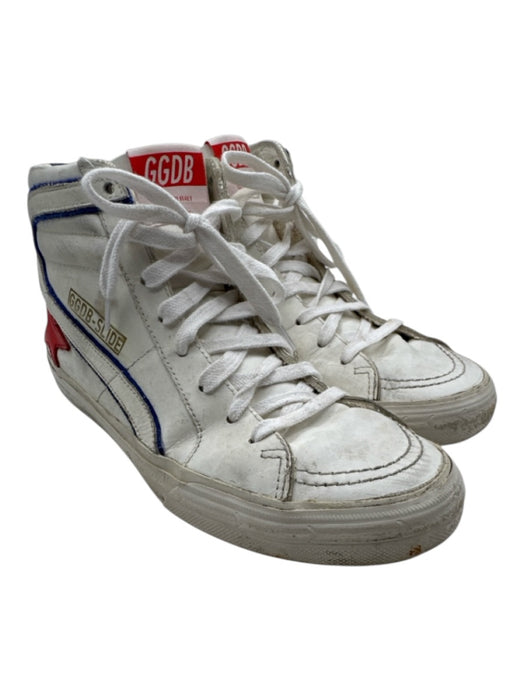 Golden Goose Shoe Size 42 White, Blue, Red Leather Upper Lace Up Star Sneakers White, Blue, Red / 42