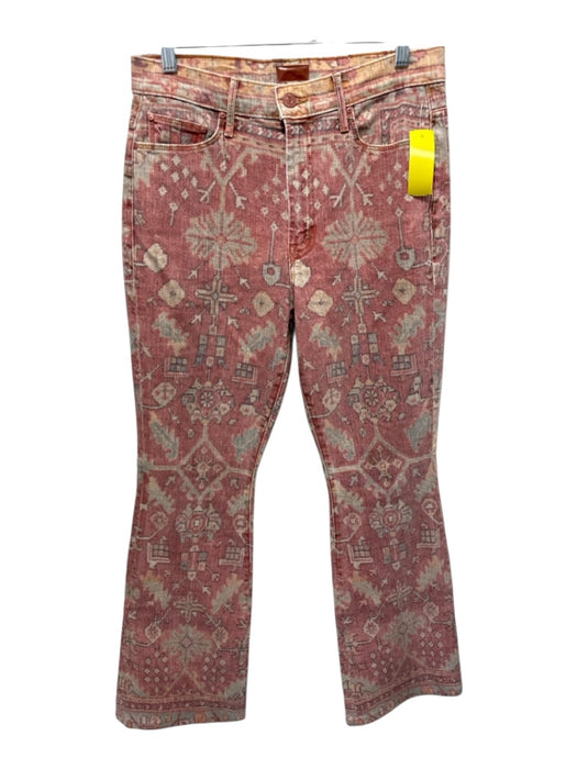Mother Size 29 Red, Brown, Blue Cotton Denim High Rise Abstract Print Jeans Red, Brown, Blue / 29