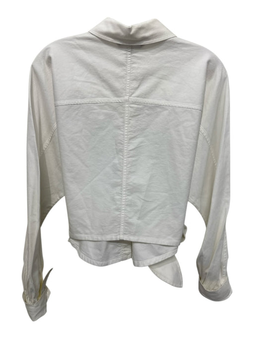 Marissa Webb Size Large White Cotton Long Sleeve Button Front Collar Top White / Large