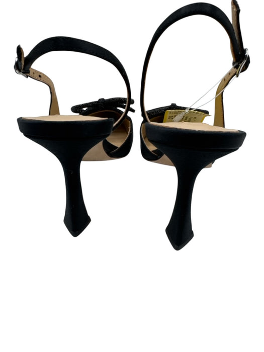 Badgley Mischka Shoe Size 10 Black Satin Upper Rhinestone Bow Pointed Toe Pumps Black / 10