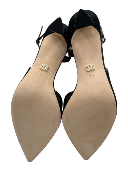 Badgley Mischka Shoe Size 10 Black Satin Upper Rhinestone Bow Pointed Toe Pumps Black / 10