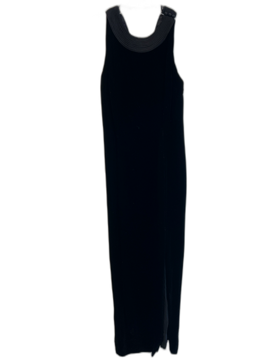 Rimini Size 10 Black Acetate Side Zip Round Neck Mesh Back Sleeveless Gown Black / 10