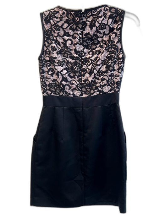 Shoshanna Size 0 Black Nylon Back Zip Lace Sleeveless Bow Dress Black / 0