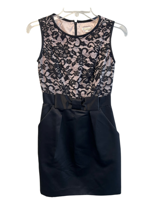 Shoshanna Size 0 Black Nylon Back Zip Lace Sleeveless Bow Dress Black / 0