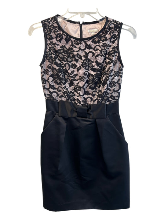 Shoshanna Size 0 Black Nylon Back Zip Lace Sleeveless Bow Dress Black / 0