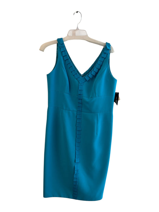 Carmen Marc Valvo Size 14 Blue Polyester Sleeveless seam detail V Neck Dress Blue / 14
