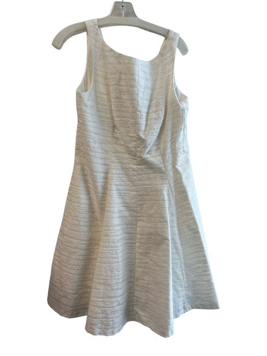 Maggy London Size 12 White Cotton Blend Sleeve Cut Outs Textured V Back Dress White / 12