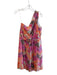 Trina Turk Size 12 Pink Orange Silk One Shoulder Animal Print Chain Detail Dress Pink Orange / 12