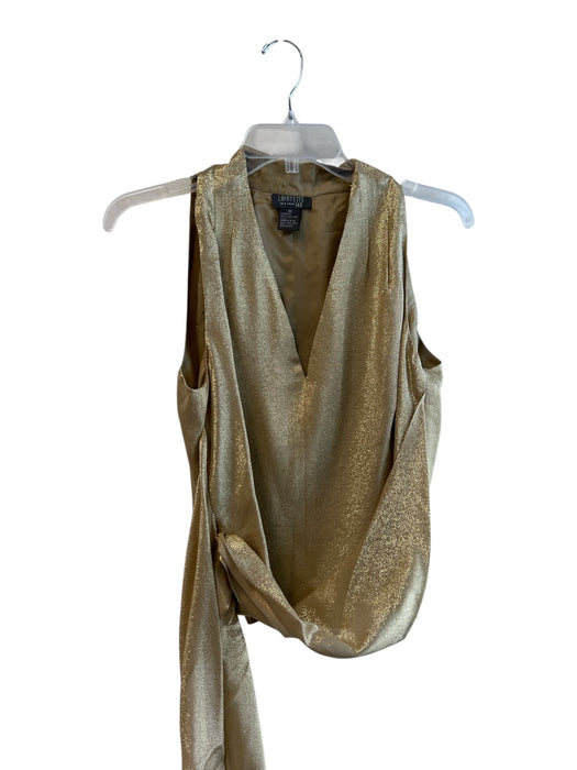 Lafayette 148 Size 10 Champagne Silk Blend Sleeveless Shimmer Tie Waist Top Champagne / 10