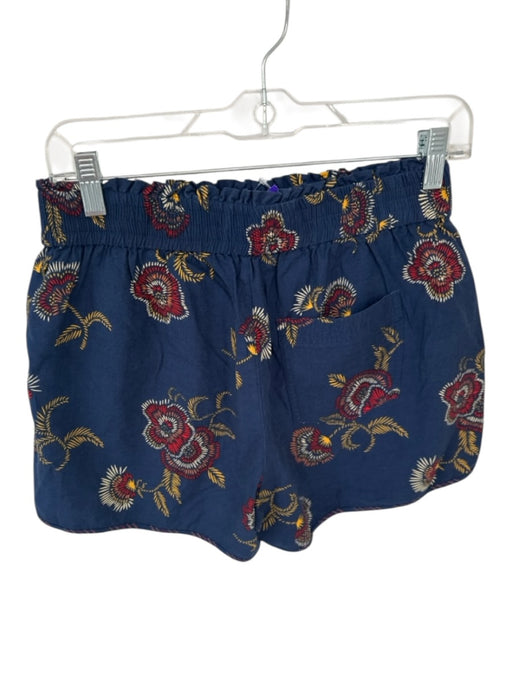 Madewell x Warm Size XS Navy & Red Linen Blend Elastic Waist Flowers Shorts Navy & Red / XS