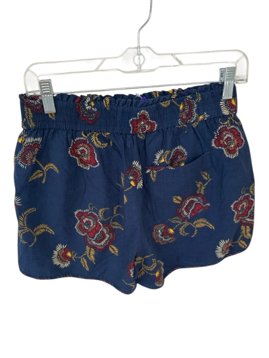 Madewell x Warm Size XS Navy & Red Linen Blend Elastic Waist Flowers Shorts Navy & Red / XS