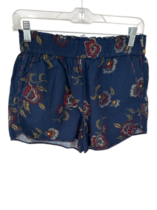 Madewell x Warm Size XS Navy & Red Linen Blend Elastic Waist Flowers Shorts Navy & Red / XS