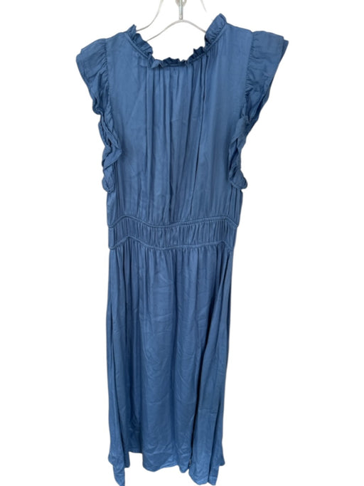 Bila Size XS Slate Blue Rayon Cap Sleeve Elastic Waist Ruffles Maxi Dress Slate Blue / XS