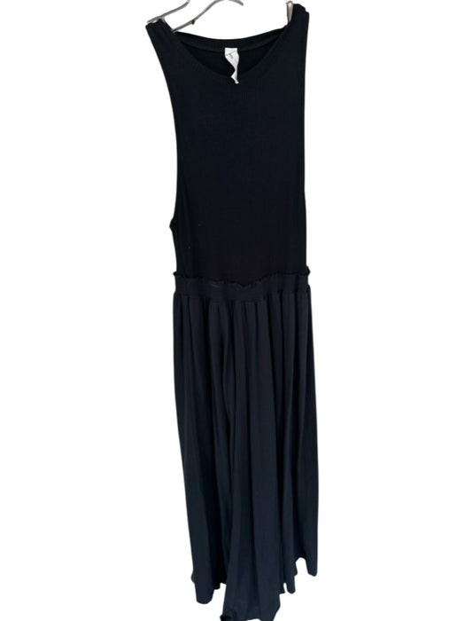 Daily Practice Size XS Black Sleeveless Ribbed Elastic Waist Maxi Dress Black / XS