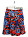 HD in Paris Size XS Red & Blue Polyester Blend Pleated Flowers Back Zip Skirt Red & Blue / XS