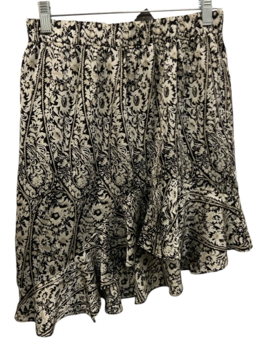 Elliatt Size M Black & White Polyester Elastic Waist Floral Paisley Tiered Skirt Black & White / M