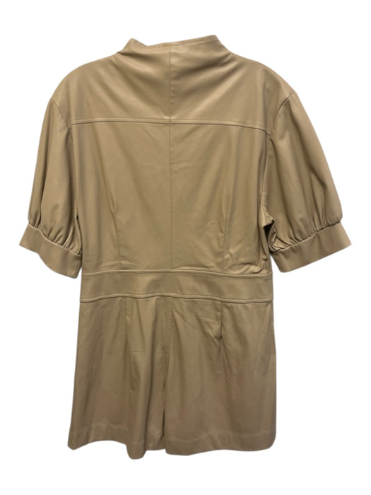 Shug! Size M Beige Polyester Blend Faux Leather Zip Up Romper Beige / M