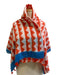 Oliphant Orange, Blue, White Cotton Abstract Print Fringe Detail scarf Orange, Blue, White / One Size