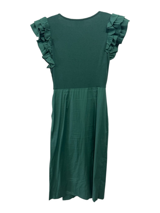 Sugarlips Size M Green Cotton Ribbed Tiered Cap Sleeve Rouched Sleeveless Dress Green / M