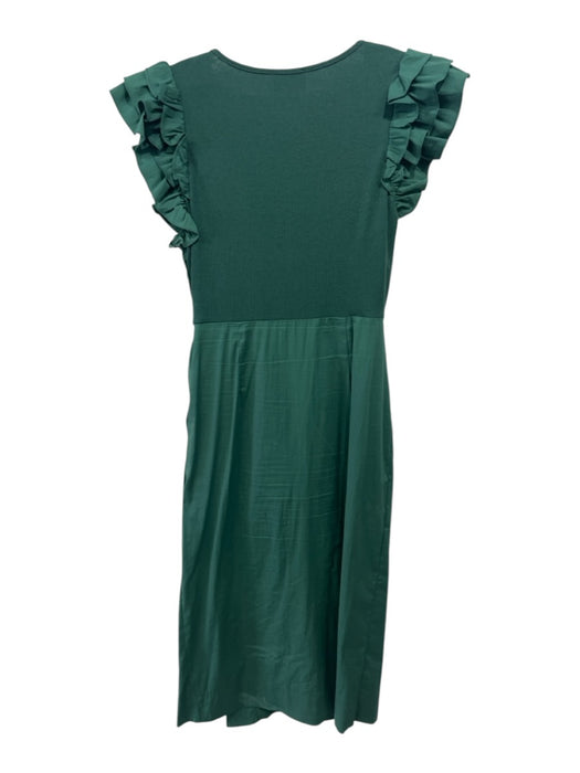 Sugarlips Size M Green Cotton Ribbed Tiered Cap Sleeve Rouched Sleeveless Dress Green / M