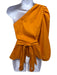 Ted Baker Size 4 Orange Linen & Viscose One Long Sleeve Tie Front Side Zip Top Orange / 4