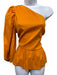 Ted Baker Size 4 Orange Linen & Viscose One Long Sleeve Tie Front Side Zip Top Orange / 4