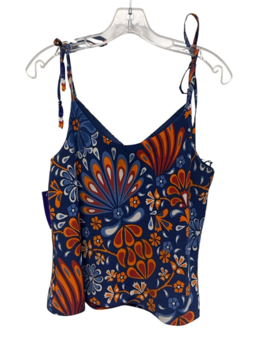 Sigrid Olsen Size M Navy Blue & Orange Polyester Blend Tie Shoulder Skirt Set Navy Blue & Orange / M