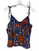 Sigrid Olsen Size M Navy Blue & Orange Polyester Blend Tie Shoulder Skirt Set Navy Blue & Orange / M