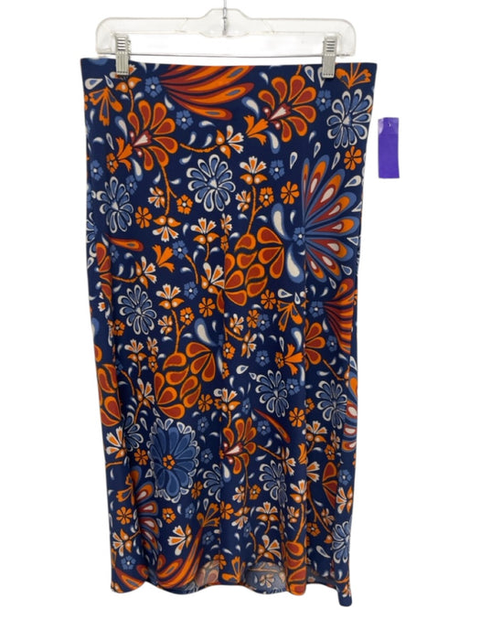 Sigrid Olsen Size M Navy Blue & Orange Polyester Blend Tie Shoulder Skirt Set Navy Blue & Orange / M