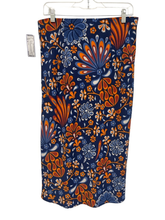 Sigrid Olsen Size M Navy Blue & Orange Polyester Blend Tie Shoulder Skirt Set Navy Blue & Orange / M