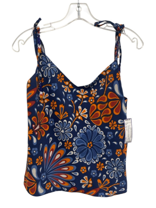 Sigrid Olsen Size M Navy Blue & Orange Polyester Blend Tie Shoulder Skirt Set Navy Blue & Orange / M